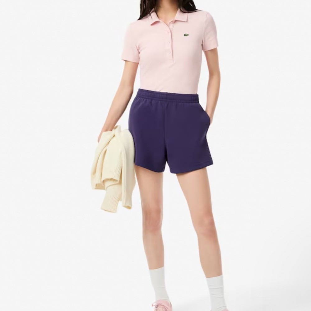 Lacoste‎ Double Face Pique Shorts Womens 6 Purple NEW GF6901 Cotton Blend
